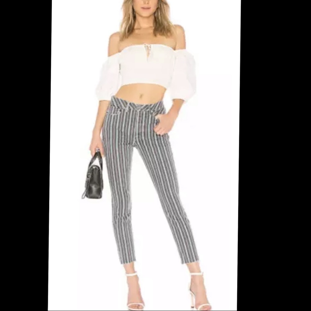 GRLFRND "Karolina" Skinny Crop Taffy Stripe Jeans